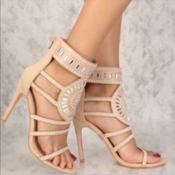 Stunning nude strappy embellished heel - Picture 3 of 5